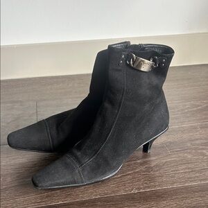 Prada Suede Chain-Link Accents Sock Boots 6.5 (size 37) Vintage